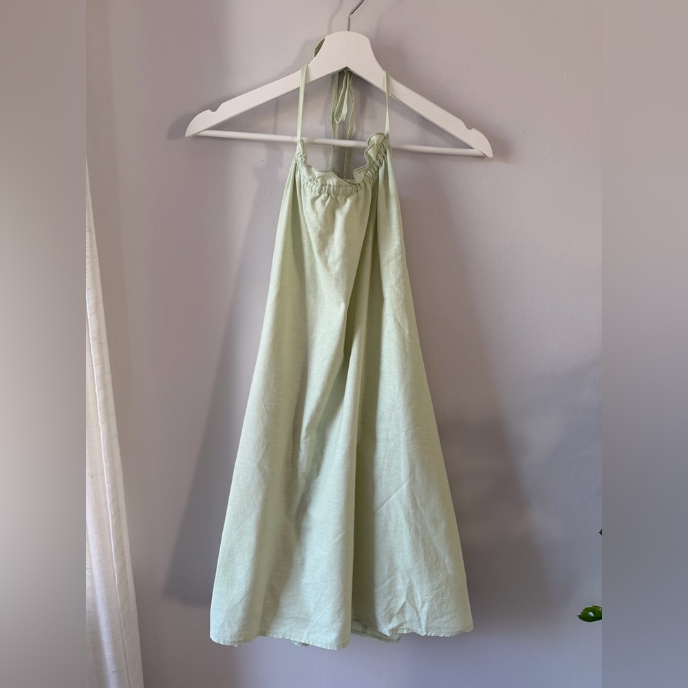SNDYS Alysse Halter Mini Dress in Matcha - Picture 2 of 4